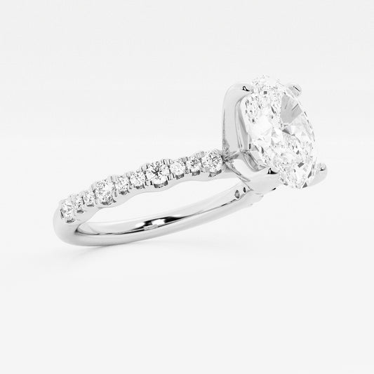Eleanor Oval Diamond Station Engagement Ring in 14K White Gold - 2.5 CTW