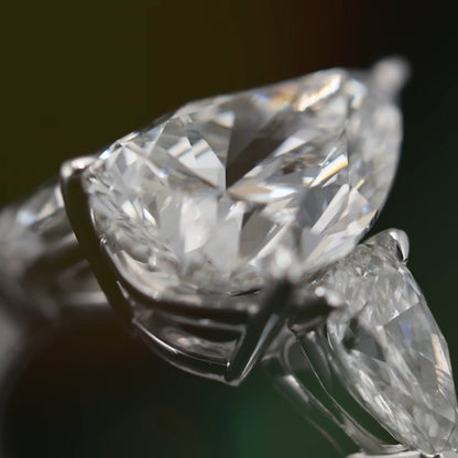Milan Pear Three Stone Engagement Ring