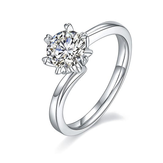 The Eternal Twist Round Diamond 6-Prong Engagement Ring with Bypass Shank