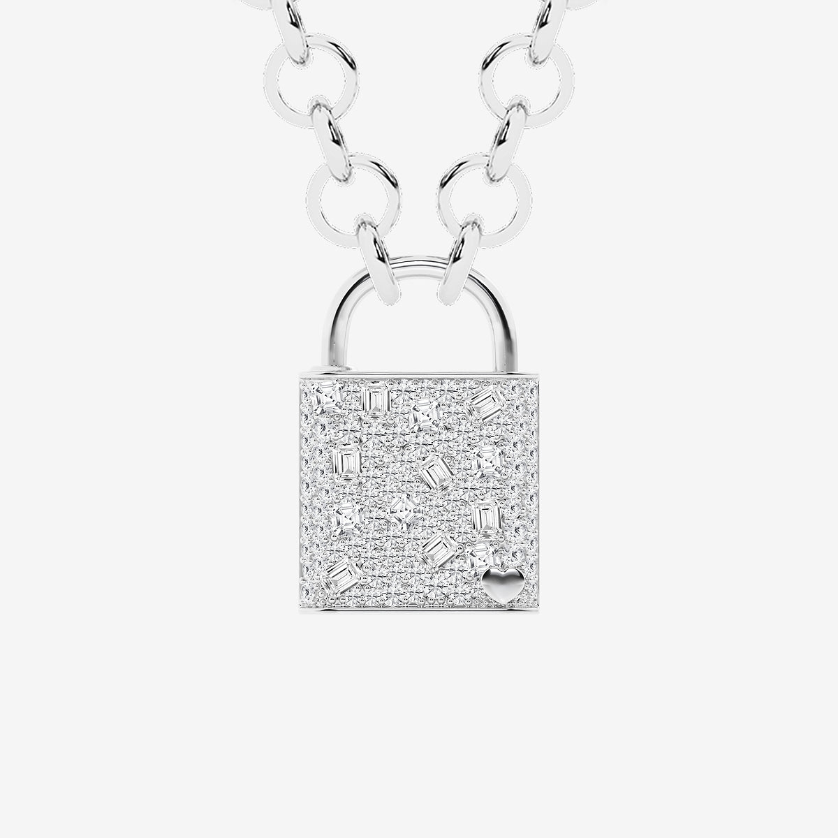 Bayonne 2 3/4 ctw Emerald and Asscher Lab Grown Diamond Scatter Lock Pendant    Sterling Silver, DE, VS1