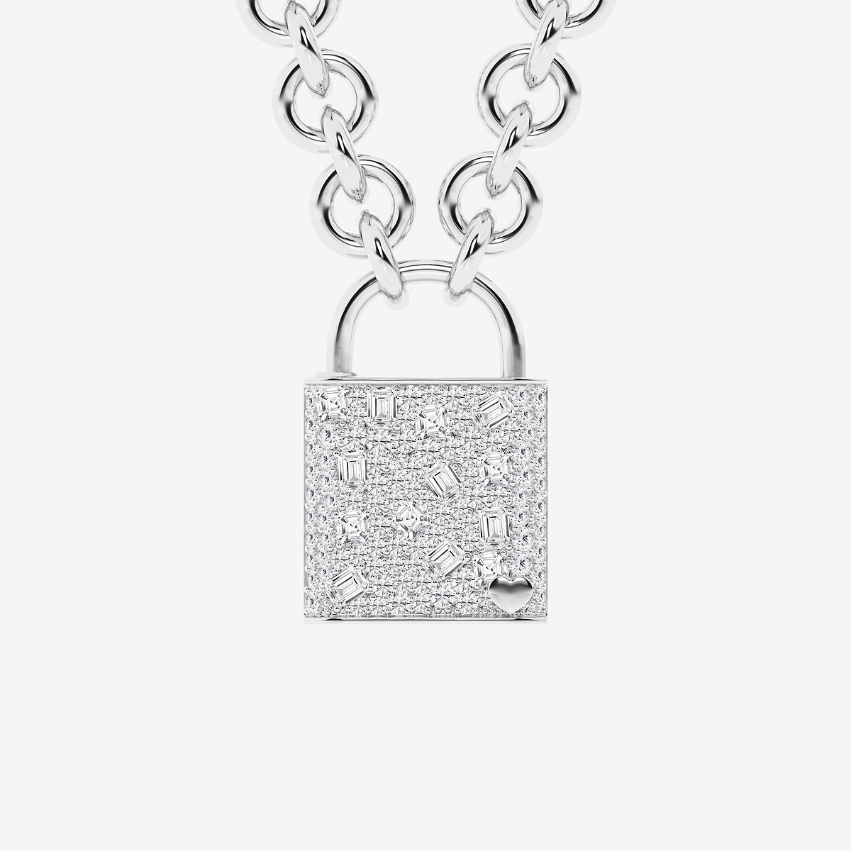 Bayonne 2 3/4 ctw Emerald and Asscher Lab Grown Diamond Scatter Lock Pendant    Sterling Silver, DE, VS1