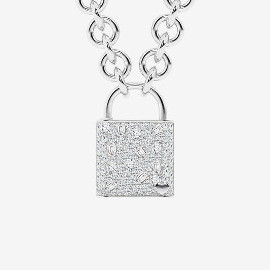 Bayonne 2 3/4 ctw Emerald and Asscher Lab Grown Diamond Scatter Lock Pendant    Sterling Silver, DE, VS1