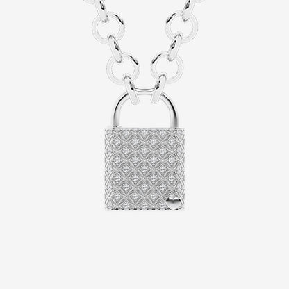 Filigree Lock Diamond Pendant in Sterling Silver