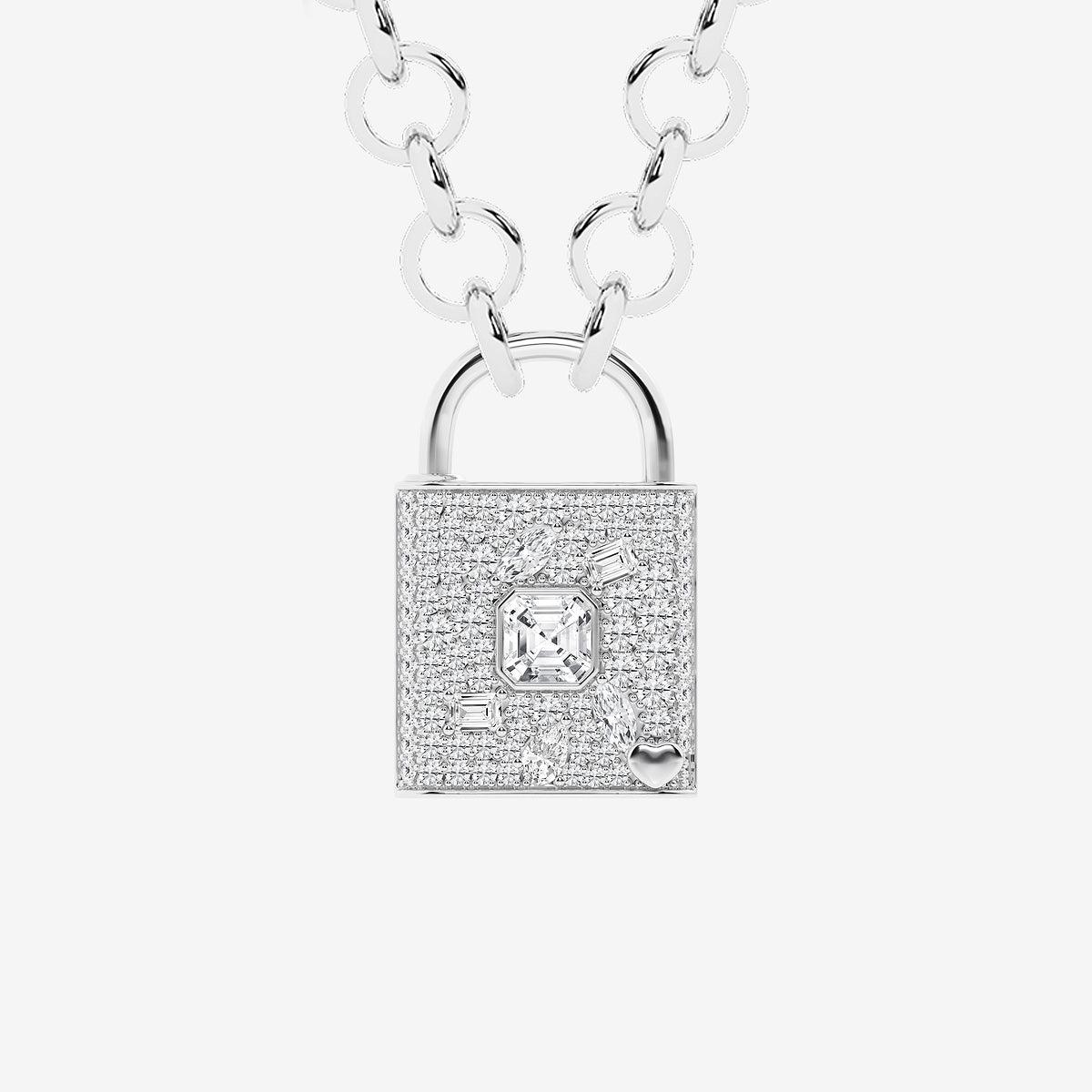Verazzano Asscher Diamond Mosaic Pavé Lock Pendant