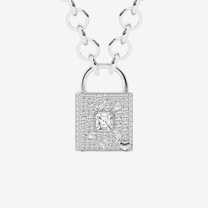 Verazzano Asscher Diamond Mosaic Pavé Lock Pendant