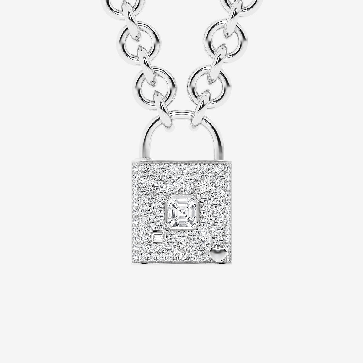 Verazzano Asscher Diamond Mosaic Pavé Lock Pendant