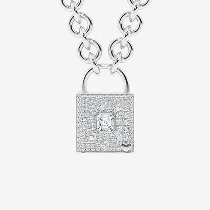 Verazzano Asscher Diamond Mosaic Pavé Lock Pendant
