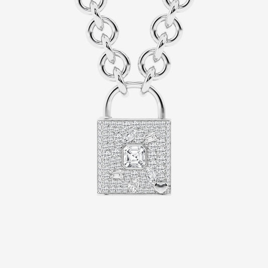 Verazzano Asscher Diamond Mosaic Pavé Lock Pendant