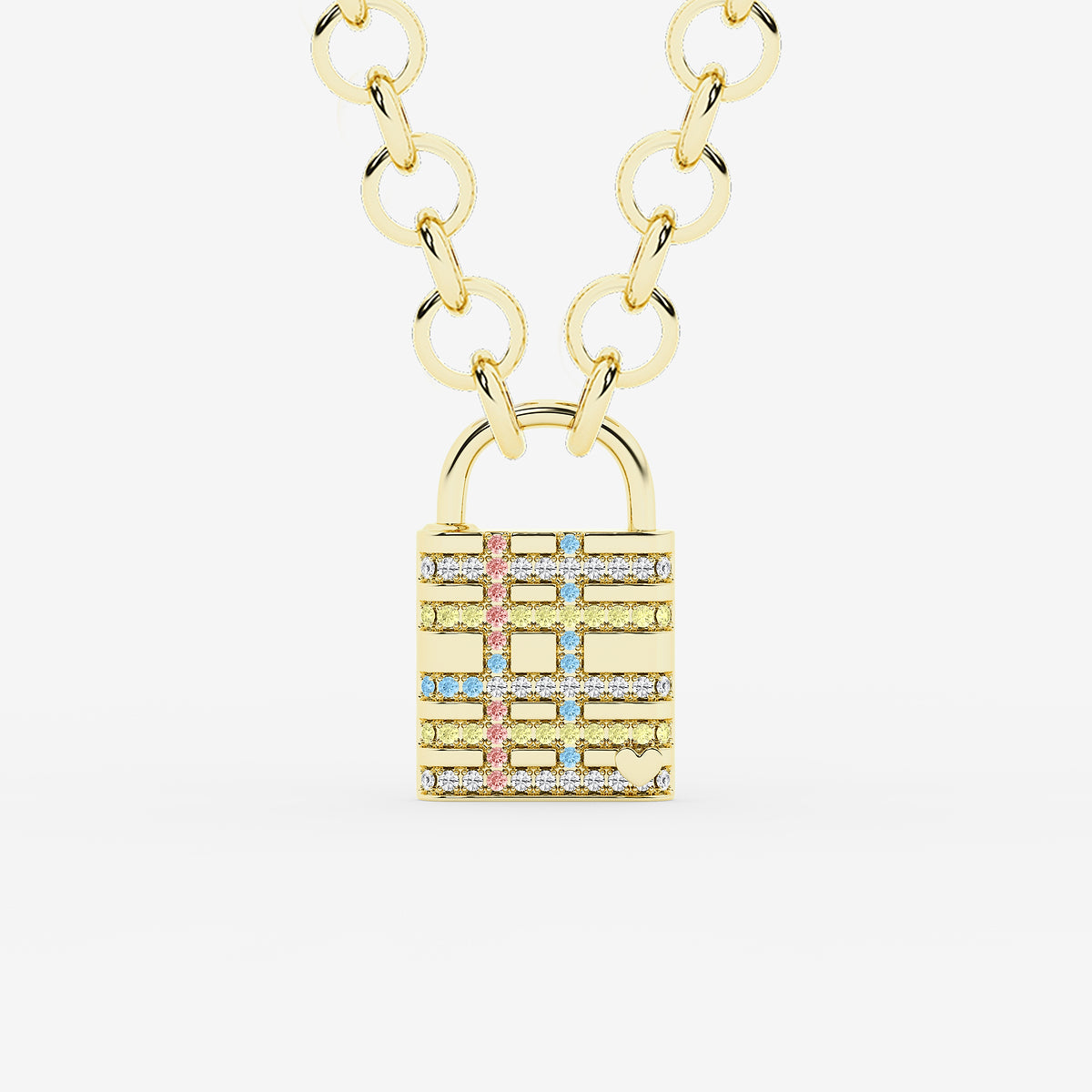 Seville Diamond Plaid Lock Pendant in Gold Plated Silver
