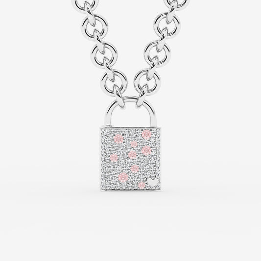 Cambridge Pink Sapphire & Diamond Scatter Lock Pendant