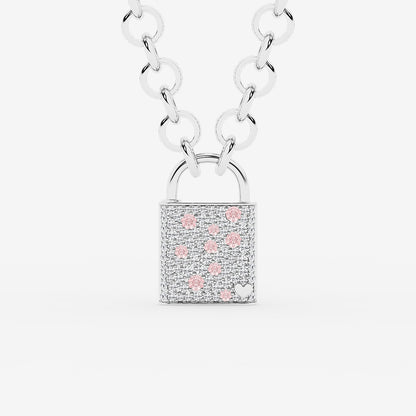 Cambridge Pink Sapphire & Diamond Scatter Lock Pendant