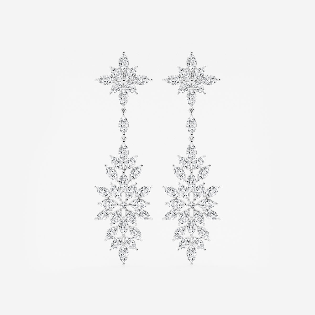 11 3/4 ctw Marquise Lab Grown Diamond Dangle Earrings    14K White Gold, DE, VS1