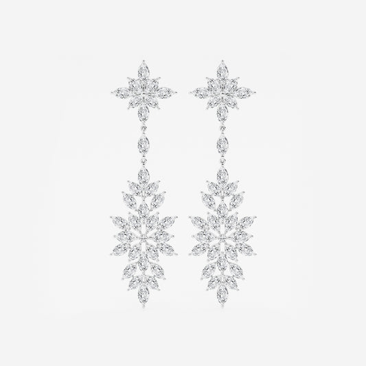 11 3/4 ctw Marquise Lab Grown Diamond Dangle Earrings    14K White Gold, DE, VS1