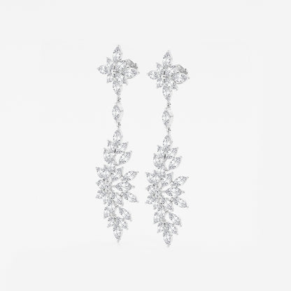 11 3/4 ctw Marquise Lab Grown Diamond Dangle Earrings    14K White Gold, DE, VS1