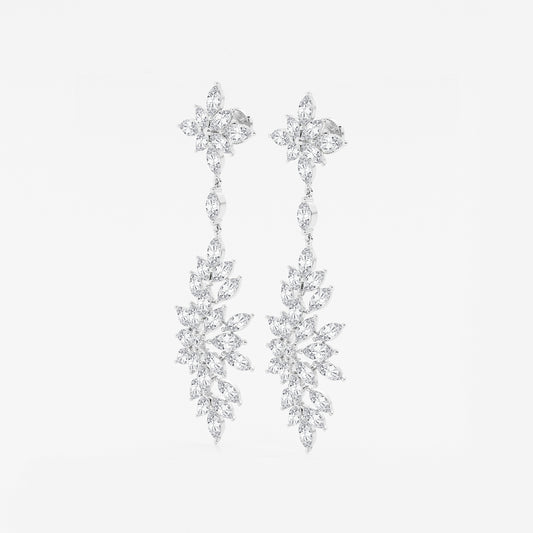 11 3/4 ctw Marquise Lab Grown Diamond Dangle Earrings    14K White Gold, DE, VS1