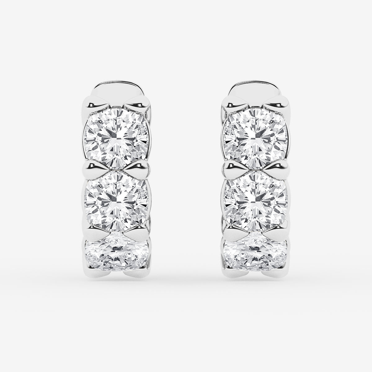 3 ctw Cushion Lab Grown Diamond Huggie Hoop Earrings    Platinum, E, VS1