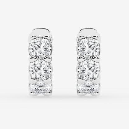 3 ctw Cushion Lab Grown Diamond Huggie Hoop Earrings    Platinum, E, VS1