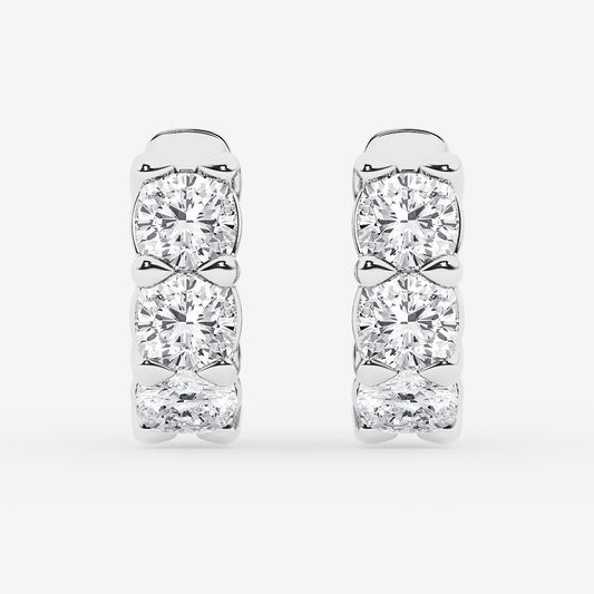 3 ctw Cushion Lab Grown Diamond Huggie Hoop Earrings    Platinum, E, VS1