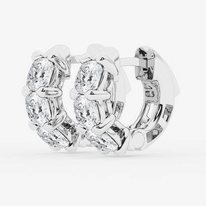 3 ctw Cushion Lab Grown Diamond Huggie Hoop Earrings    Platinum, E, VS1
