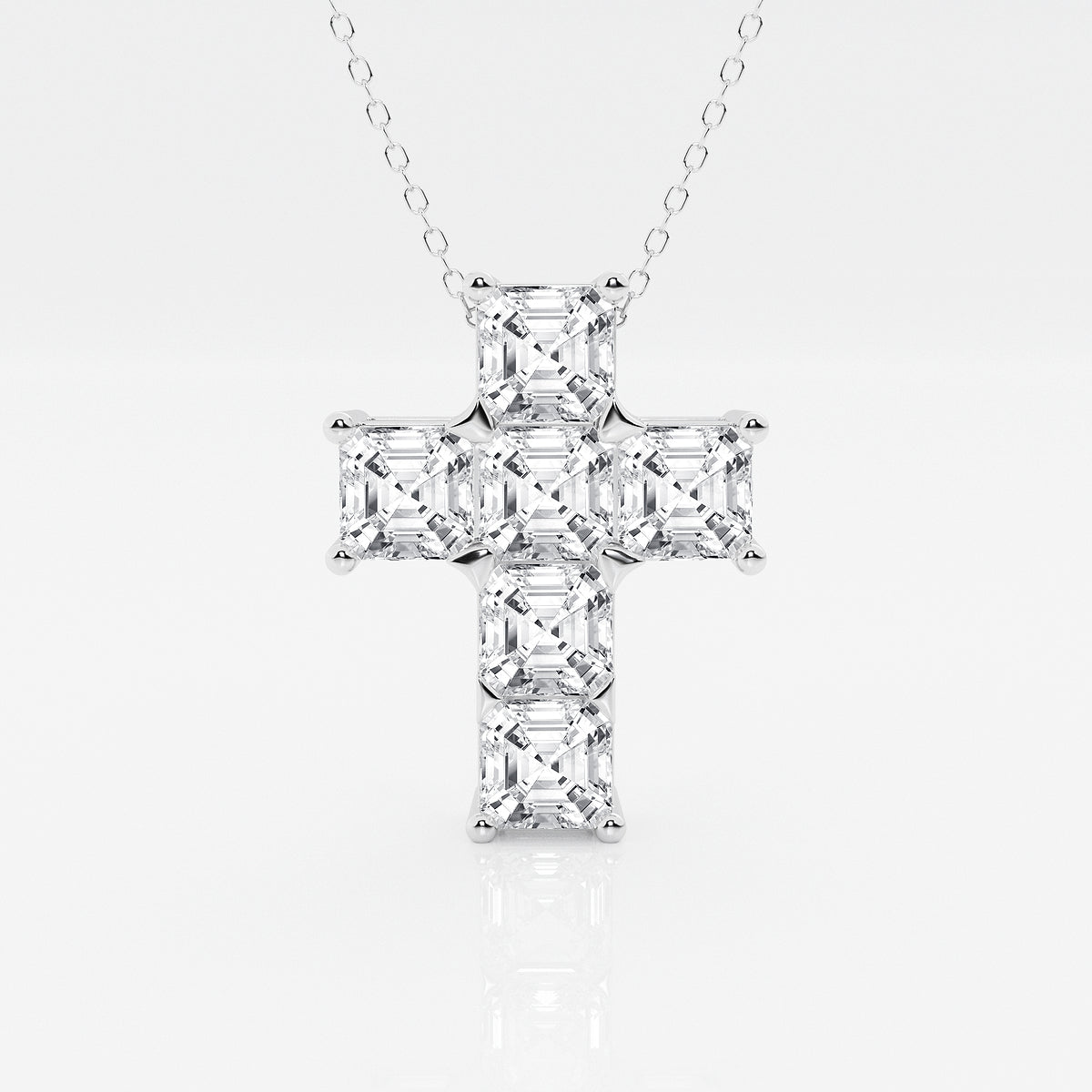 Asscher Diamond Cross Pendant in Platinum - 6 CTW | DE, VS1