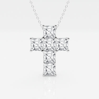 Asscher Diamond Cross Pendant in Platinum - 6 CTW | DE, VS1