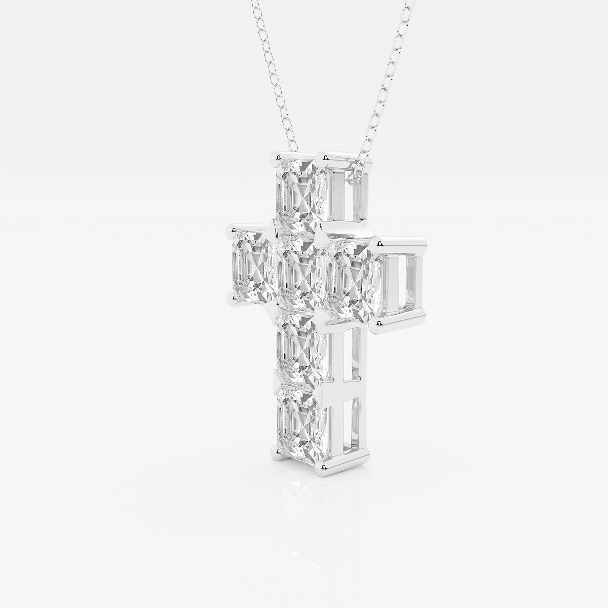 Asscher Diamond Cross Pendant in Platinum - 6 CTW | DE, VS1