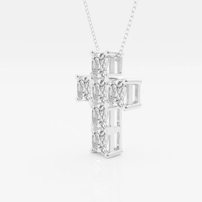 Asscher Diamond Cross Pendant in Platinum - 6 CTW | DE, VS1