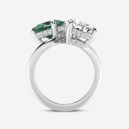 Lantana Pear Emerald & Diamond Two-Stone Ring