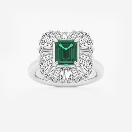 Ring with a green gemstone and silver band