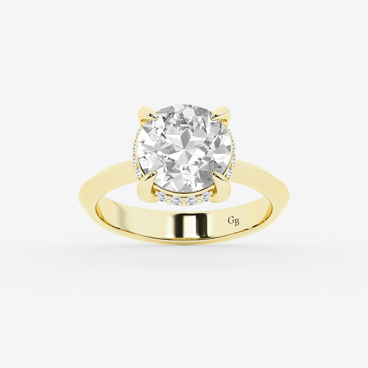 Amina Old European Cut Diamond Vintage Hidden Halo Ring in 14K Yellow Gold - 3.34 CTW