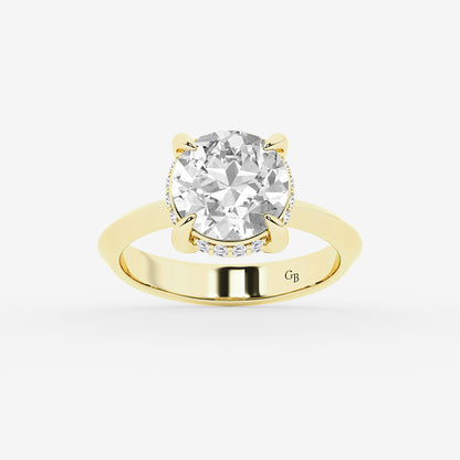 Amina Old European Cut Diamond Vintage Hidden Halo Ring in 14K Yellow Gold - 3.34 CTW