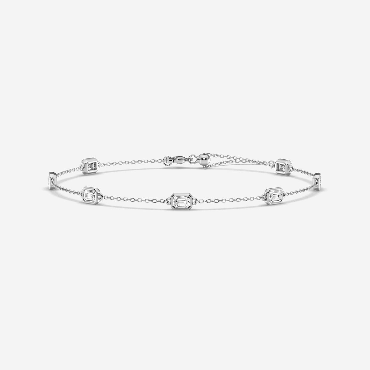 1 3/4 ctw Emerald Lab Grown Diamond Anklet    Platinum, DE, VS1