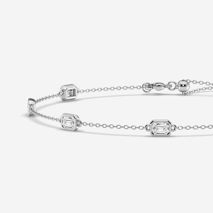 1 3/4 ctw Emerald Lab Grown Diamond Anklet    Platinum, DE, VS1