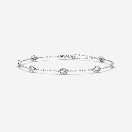 1 3/4 ctw Oval Lab Grown Diamond Anklet    Platinum, DE, VS1