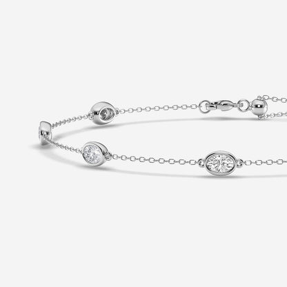 1 3/4 ctw Oval Lab Grown Diamond Anklet    Platinum, DE, VS1