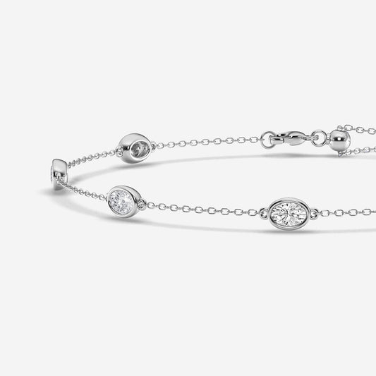 1 3/4 ctw Oval Lab Grown Diamond Anklet    Platinum, DE, VS1