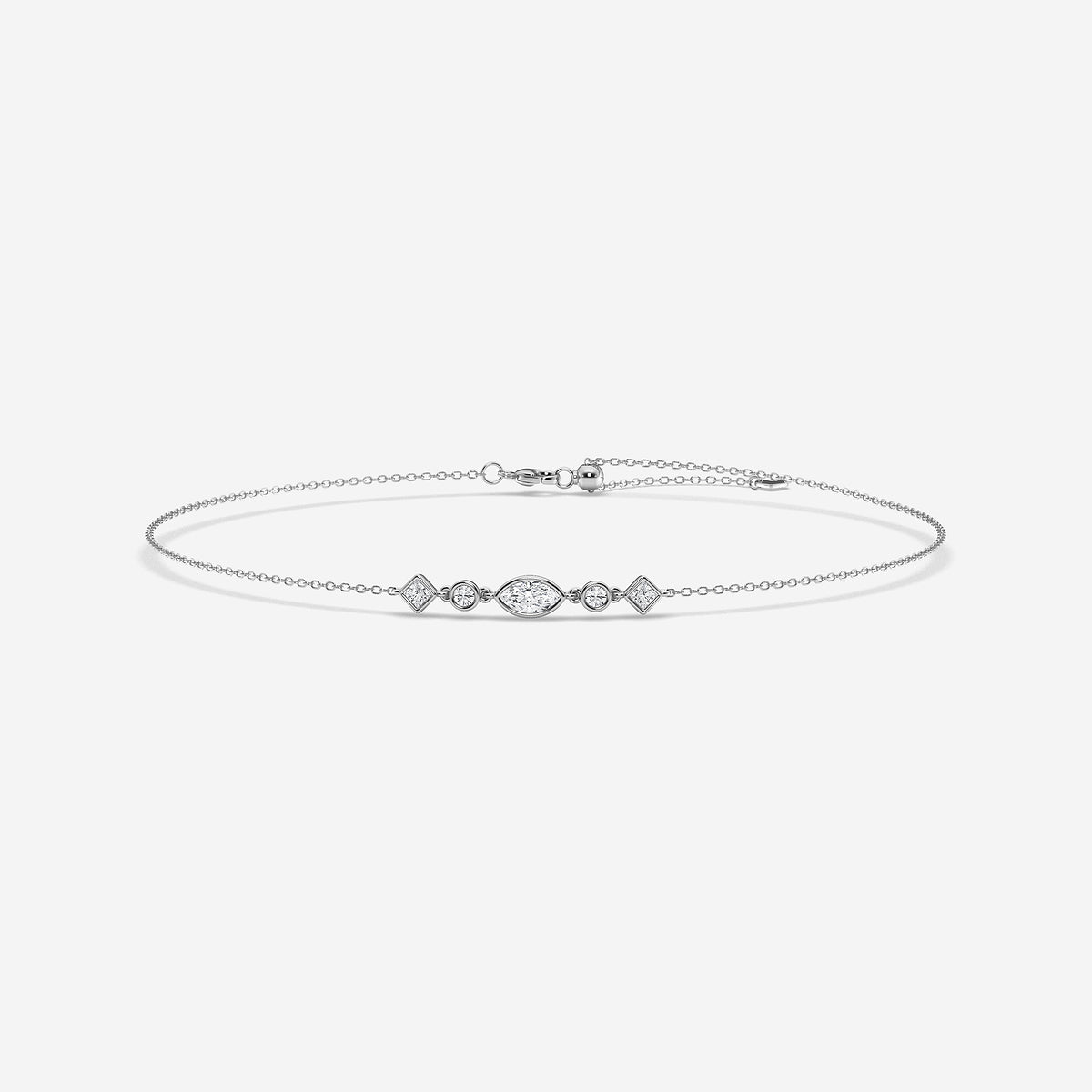 1/2 ctw Multi-Shape Lab Grown Diamond Anklet    Platinum, DE, VS1