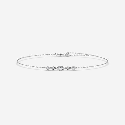 1/2 ctw Multi-Shape Lab Grown Diamond Anklet    Platinum, DE, VS1