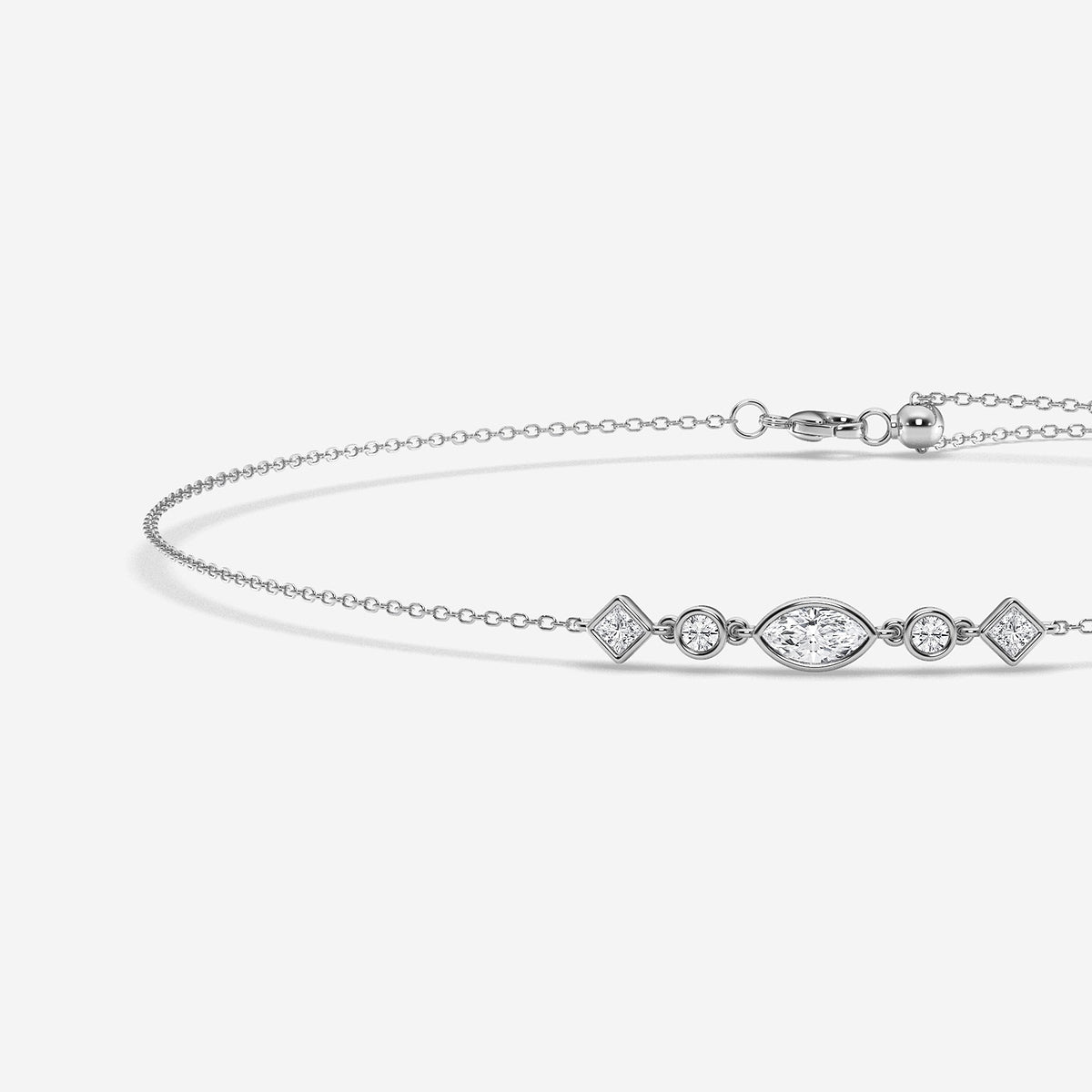 1/2 ctw Multi-Shape Lab Grown Diamond Anklet    Platinum, DE, VS1