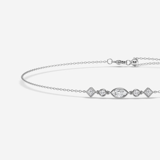 1/2 ctw Multi-Shape Lab Grown Diamond Anklet    Platinum, DE, VS1