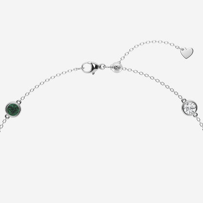 1 1/4 Round Cut Created Emerald and Round Lab Grown Diamond Anklet    14K White Gold