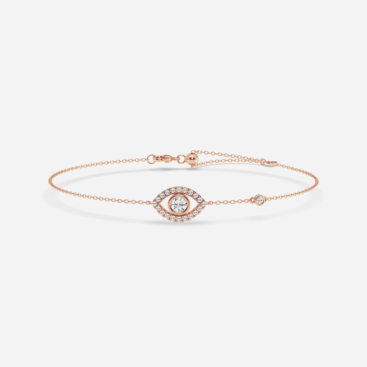 Evil Eye Diamond Anklet in 14K Rose Gold - Protective Symbol Jewelry