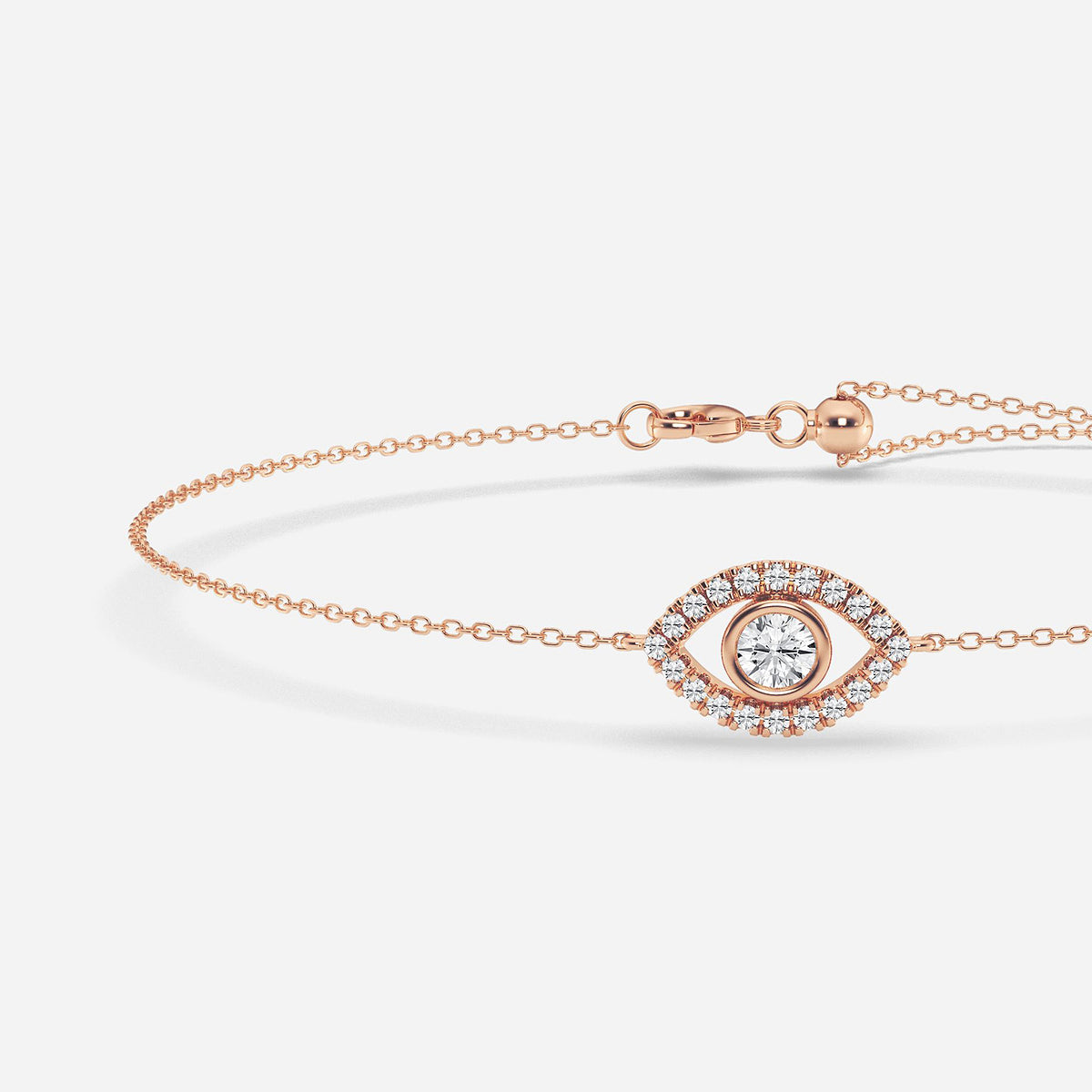 Evil Eye Diamond Anklet in 14K Rose Gold - Protective Symbol Jewelry