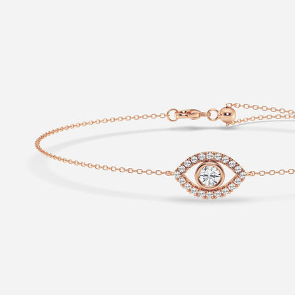 Evil Eye Diamond Anklet in 14K Rose Gold - Protective Symbol Jewelry