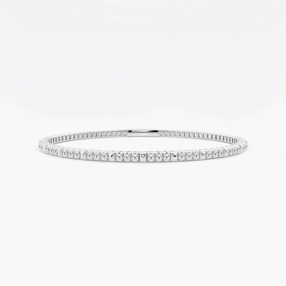 3/4 ctw Round Lab Grown Diamond Flex Bangle Bracelet - 7 Inches    14K White Gold, DE, VS1