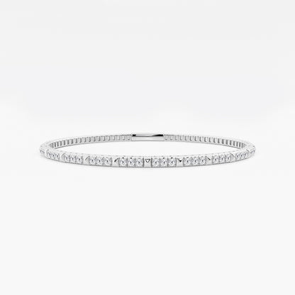 3/4 ctw Round Lab Grown Diamond Flex Bangle Bracelet - 7 Inches    14K White Gold, DE, VS1
