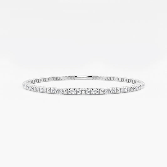 3/4 ctw Round Lab Grown Diamond Flex Bangle Bracelet - 7 Inches    14K White Gold, DE, VS1