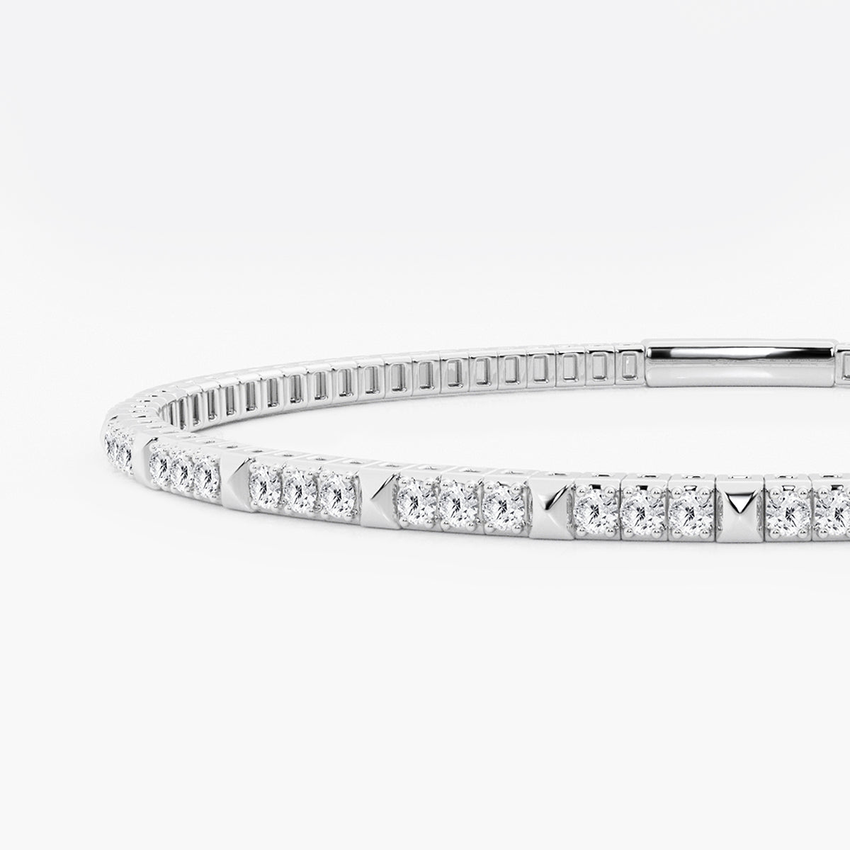 3/4 ctw Round Lab Grown Diamond Flex Bangle Bracelet - 7 Inches    14K White Gold, DE, VS1