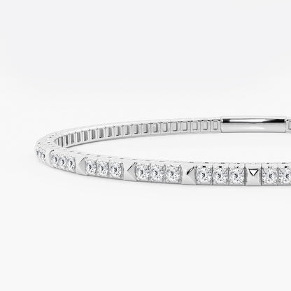 3/4 ctw Round Lab Grown Diamond Flex Bangle Bracelet - 7 Inches    14K White Gold, DE, VS1