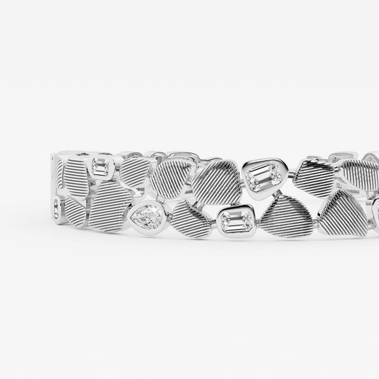 Mosaic Multi-Shape Lab Grown Diamond Hinged Bangle Bracelet